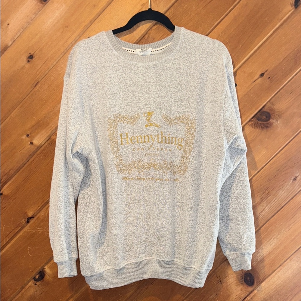 “Hennything can happen” Mens cognac graphic pullover sweatshirt